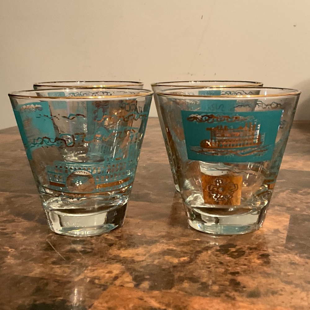 Set of 4 Vintage Libbey Southern Comfort "Steamboat" glasses